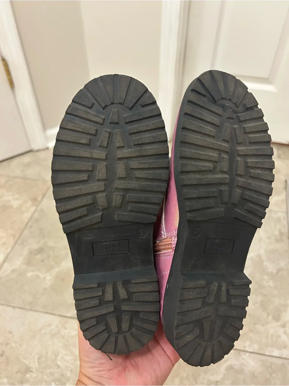 Chloe Pink Iridescent Lace-Up Kids Boots